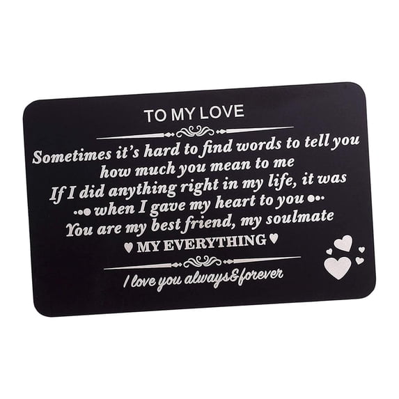 perfeclan Engraved Wallet Insert, Card Insert, Note Card, Greeting Card for Wallet for Valentine's Day, Christmas, Boyfriend, Girlfriend TO MY LOVE