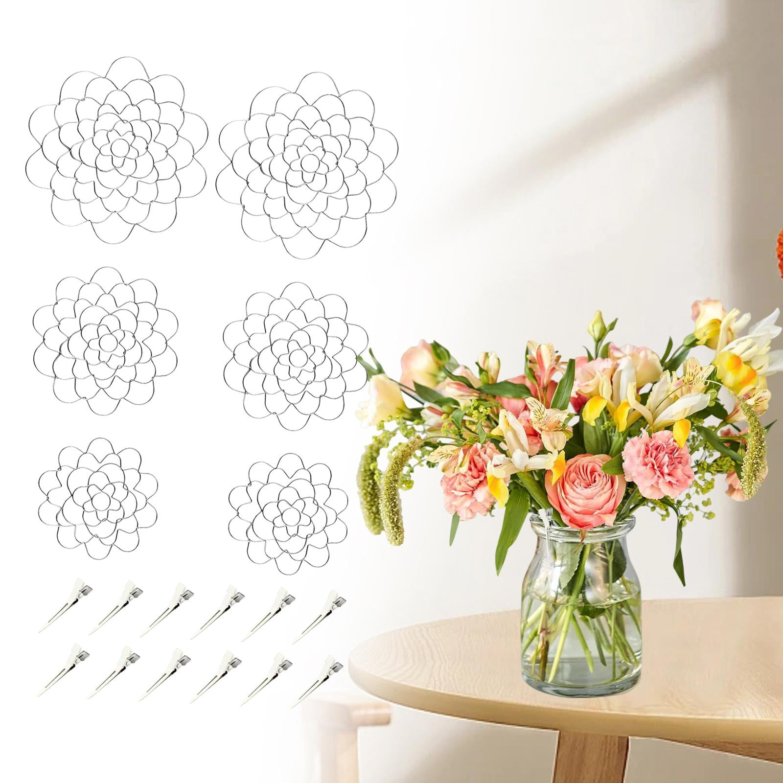 perfeclan Flower Arrangement Holder Floral Grid Floral Insert Lid Flower Flower Arranging Tool for Tabletop Floral Photo Prop 4 5 6inch 2 Pieces
