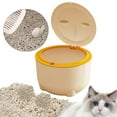 thumbnail image 1 of perfeclan Hooded Cat Litter Bin with Lid Dog Trash Trash Can Reusable Easy to Clean Compact Pet Litter Tray Cat Trash Bin for Cats Pet Supplies Beige, 1 of 9