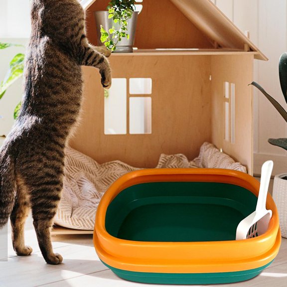 perfeclan Litter Tray ,Kitty Litter tray, Easy Cleaning ,Cat Potty ,Open Top Cat Litter Tray with for Small ,Large Cats green