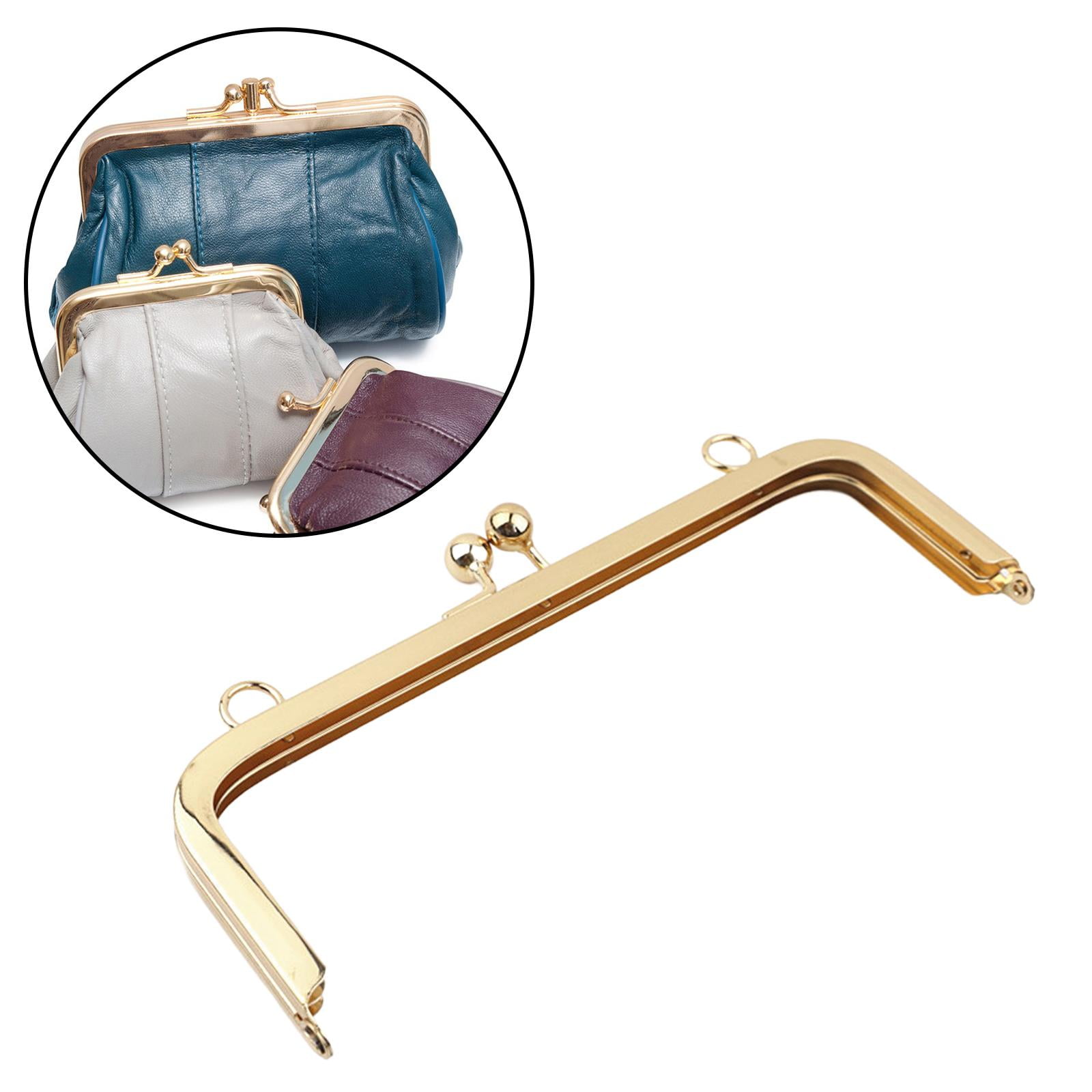 2Pcs Gold Metal Purse Handles - 4.41" Rectangle Handbag Handle Frames For DIY Bag Making & Craft Replacement