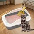 thumbnail image 1 of perfeclan Open Top Cat with Scooper Bunny Deep Loo Cage Pet Litter Tray Pan Gray L 50x35x18cm, 1 of 9