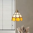 thumbnail image 1 of perfeclan Pendant Lamp Stained Glass Fixture Hanging Light for Cafe Kitchen Ceiling Ornament Orange white plaid, 1 of 9