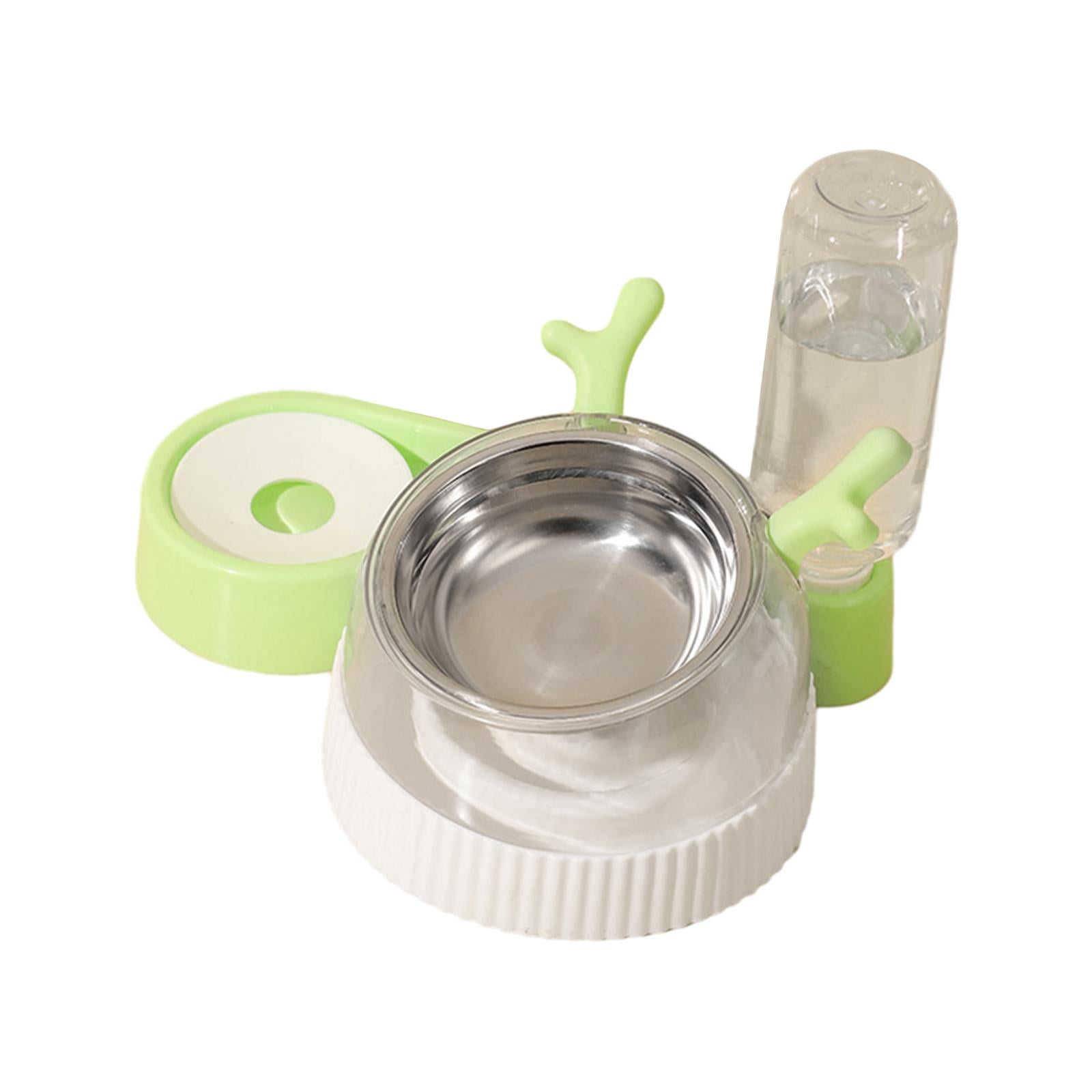 perfeclan Raised Feeding Bowl 15 degree Tilted Cat Bowls Non-Slip Slow Feeding Bowl 2 in 1 Raised Feeding Bowls with Water Bottle for Small Kittens Green Antlers