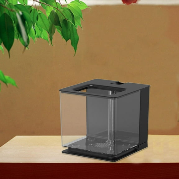 perfeclan Reptile Terrarium Clear View Tortoise Habitat Habitat Small Tank Mini Bowl for Frog Terrapin Turtle Black