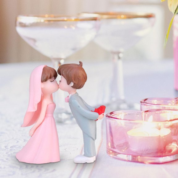 perfeclan Rustic Cake Topper, Bride and Groom Kissing Figurines Ornament Small Sculpture Wedding Cake Dolls for DIY Scene Art Projects