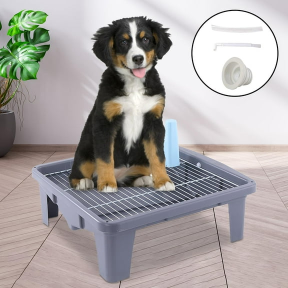 perfeclan Toilet with Screen Grille, Dog Potty And Drain Pipe for Indoor Porch , Gray, 46.6cmx45.6cmx16cm