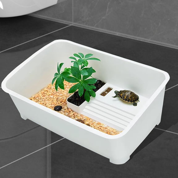 perfeclan Turtle Tank, Pet Terrariums, Rest Area, Multifunctional Box, Reptile Habitat with Platform for Frogs, Amphibians, Small Reptiles XL
