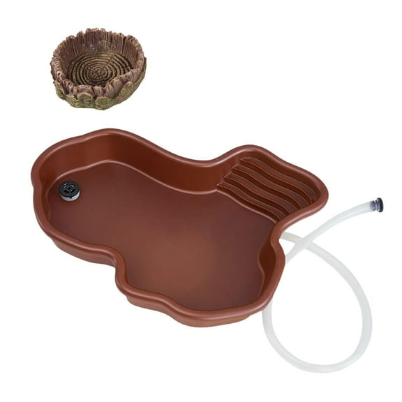 perfeclan Turtle Water Bowl Reptile Bathing Dish Pool Habitat Decor Reptile Feeding Dish for Pet Supplies Semi Aquatic Gecko Frogs Rest with drainage