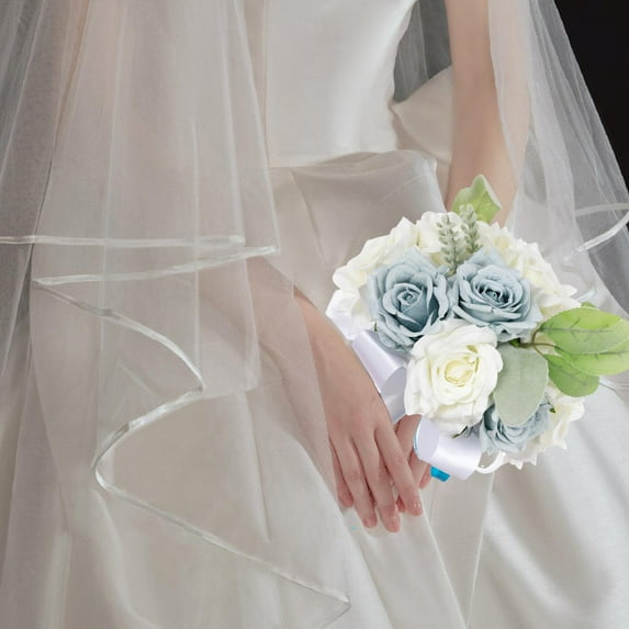 perfeclan Wedding Bridal Bouquet Bridesmaid Bouquet Toss Bouquet Holding Flowers Artificial Flowers for Anniversary Ceremony Photo