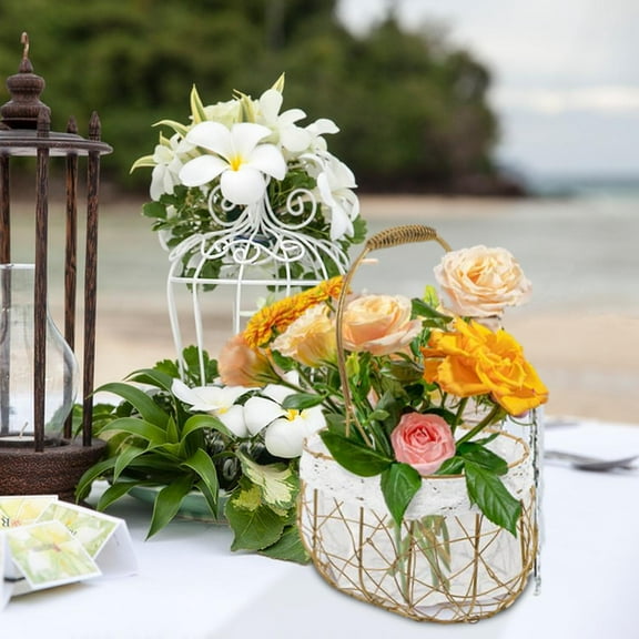 perfeclan Wedding Gift Basket Flower Baskets Multipurpose Candy Basket Petal Basket Lace Basket for Picnic Holiday Bride Shower Bedroom 16cmx22cmx29.5cm