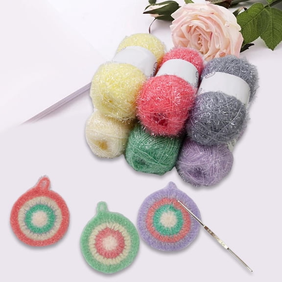 perfeclan Yarn for Dishcloths Assorted Colors Supplies Accessories Crochet yarns Pastel Yarn for Sewing Bath Towels Dishwashing A