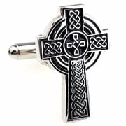 perfect-cufflinks Celtic Cross Cufflinks, Silver and Black