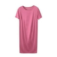 thumbnail image 1 of perfectbot Short Sleeve Nightgowns for Women Summer Comfort Loose Crew Neck Nightshirt Mid-Calf Sleep Dress XL-5XL, 1 of 4