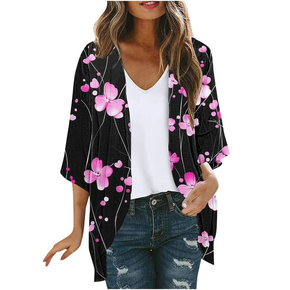 perfectbot Women Chiffon Cardigans Lightweight Loose Fashion Summer Open Front Tops Casual Beach Cover Ups