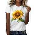 thumbnail image 1 of perfectbot Women Short Sleeve T-Shirts Plus Size Floral Print Tee Summer Top Breathable Crew Neck Blouses S-3XL, 1 of 5