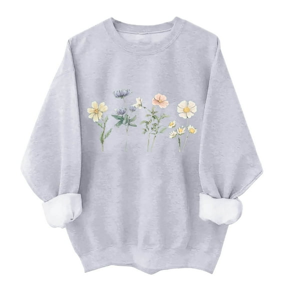 perfectbot Women's Loose Crew Neck Hoodie - Casual Print Long Sleeve Fall Winter Pullover Sweatshirt - S-XXL