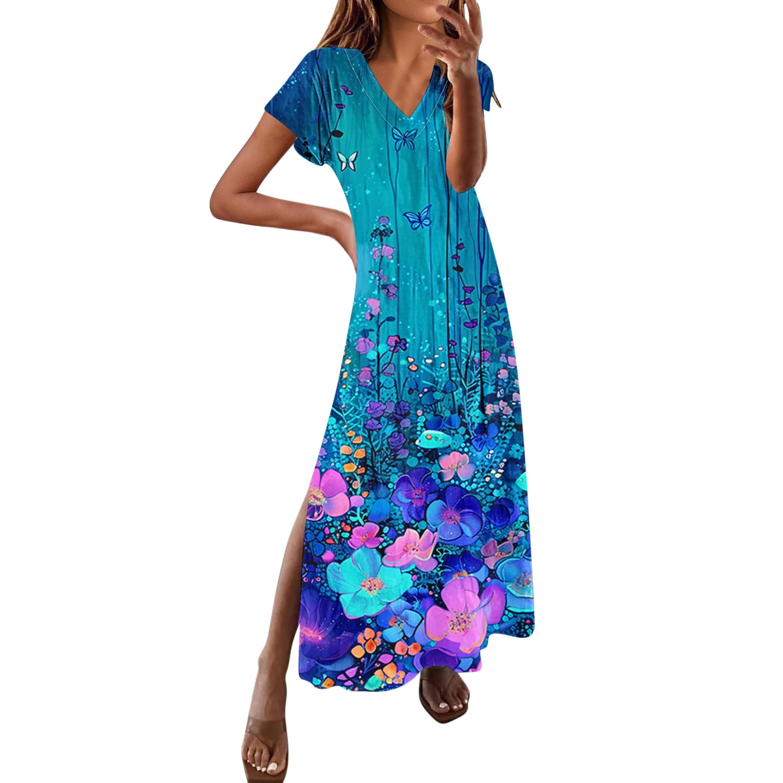 flowy dresses women Golden Hour Goddess Flowy Maxi Sundress | Cutout Maxi Dress | Backless Flowy Maxi main image 1