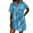 thumbnail image 1 of perfectbot Womens Cotton Linen Blend Shirt Dress - Plus Size 1X-5X Summer Short Sleeve Button Down Pocket Relaxed Fit, 1 of 5