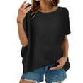 thumbnail image 1 of perfectbot Womens Shirts Short Sleeve Plus Size Lightweight Summer Cotton Linen Top Blouses Comfy Vacation Outfits S-5XL, 1 of 9