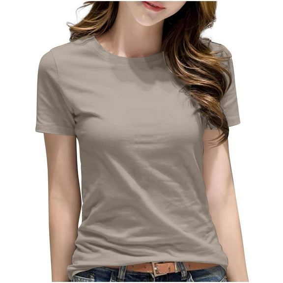 perfectbot Womens Tops Summer Blouses Slim Cotton Short Sleeve Plus Size Lightweight Shirts Going Out Trendy S-5XL