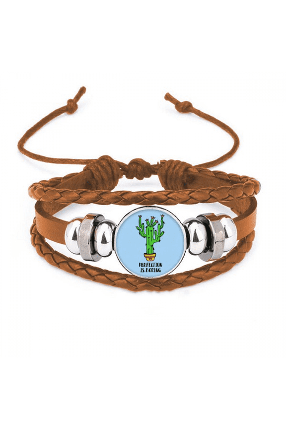 perfection is bo cactus bracelet wristband leather jewelry ornament