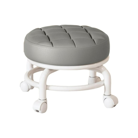 perfk 360 degree Rotating Low Roller Seat Stool Pulley Low Stool for Living Room Kitchen Gray