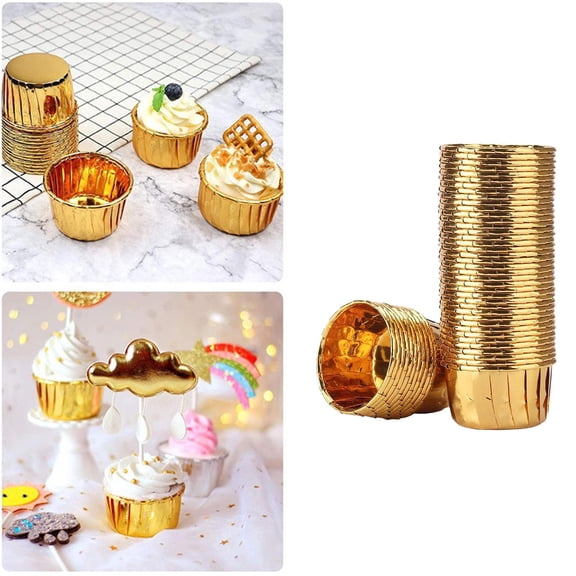 perfk 50 Pieces Cupcake Liners Muffin Case Wrapper for Halloween Wedding gold
