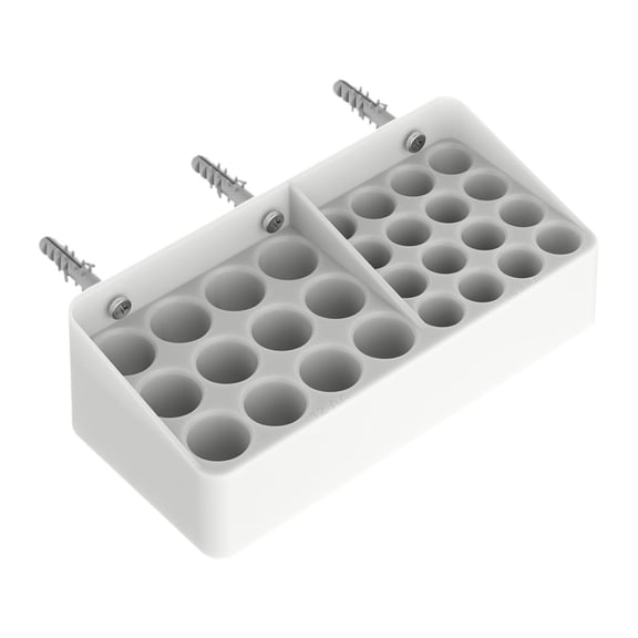 perfk Battery Storage Case Wall Mount Divided Battery Holder for Home Drawers Dorm White