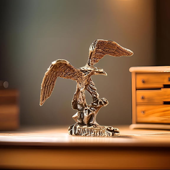 perfk Eagle Figurine Desktop Artwork Brass for Office Bookcase