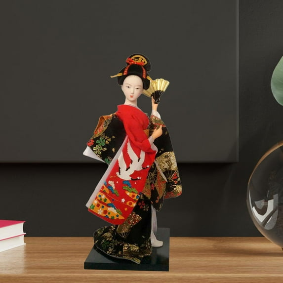 perfk Ethnic Japanese Geisha Dolls 9" Asian Geisha Doll for Shelf Table Decoration C