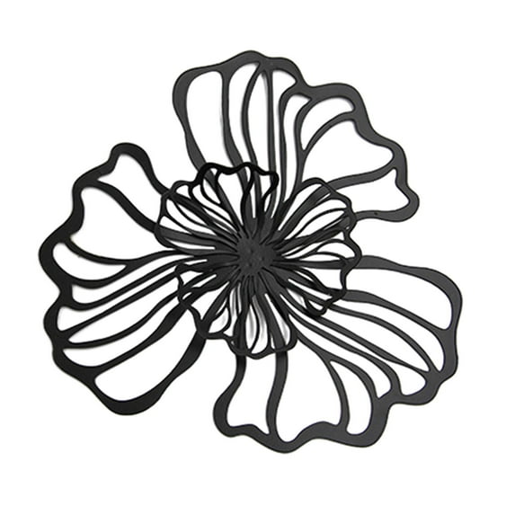 perfk Floral Wall Hanging Decor Metal Wall Art Decoration for Bathroom Living Room Black Large