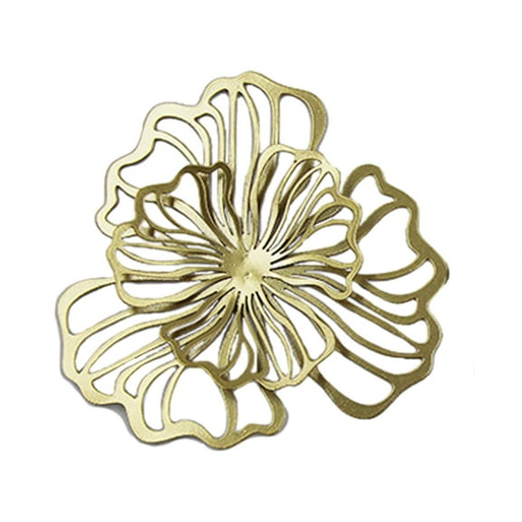 perfk Floral Wall Hanging Decor Metal Wall Art Decoration for Bathroom Living Room Golden Small