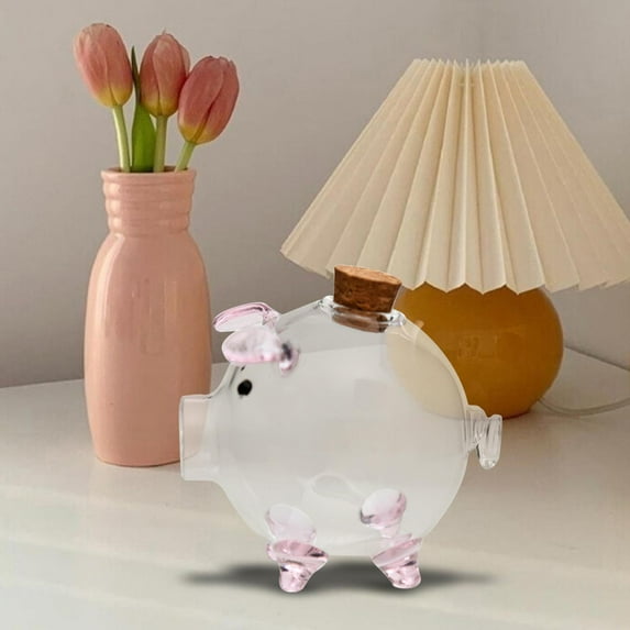 perfk Glass Pig Figurine Delicate Decorative Statue Piggy Bank for Girls Kids Boys