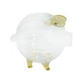 thumbnail image 1 of perfk Glass Pig Piggy Bank Money Saving Jar Cute Piggy Bank for Entrance Bar Decor Golden long mouth, 1 of 10
