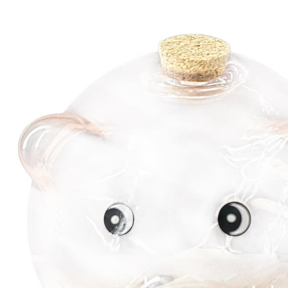 perfk Glass Pig Piggy Bank Money Saving Jar Cute Piggy Bank for Entrance Bar Decor Pink round mouth