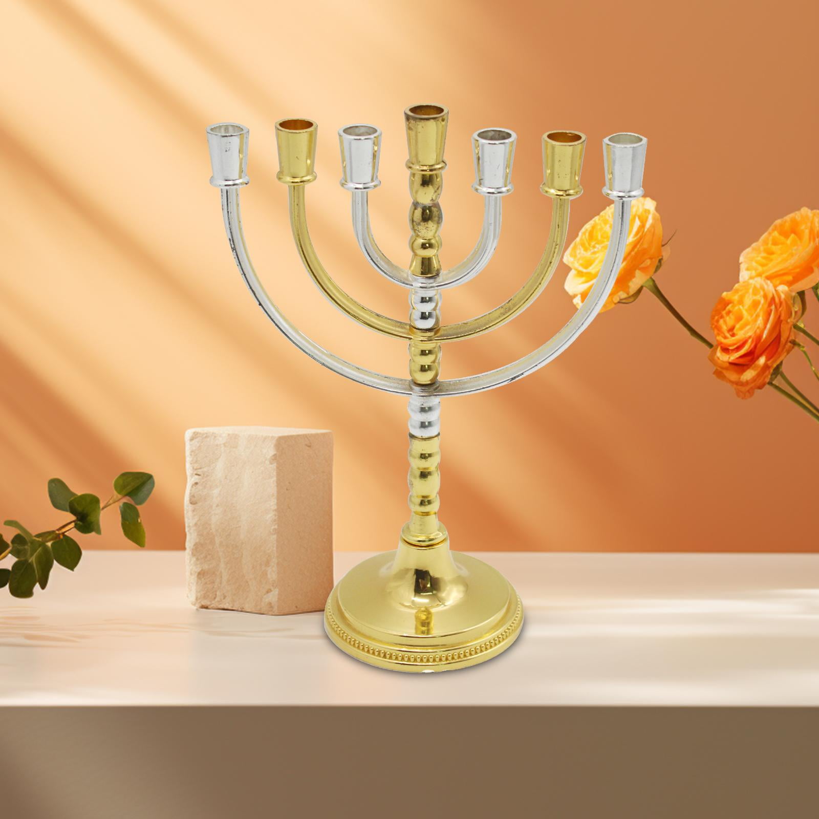 perfk Hanukkah Menorah Desktop 7 Branch Menorah for Dining Room
