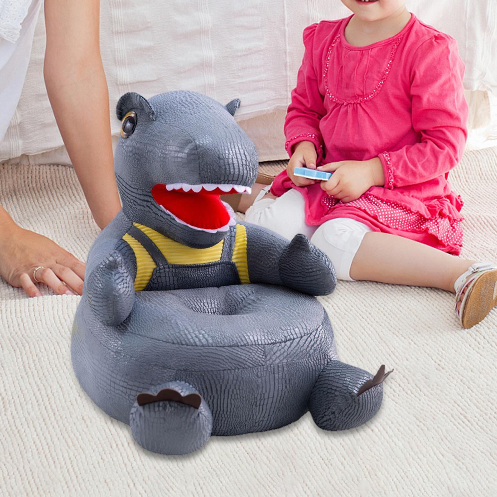 perfk Kids Dinosaur Chair Cartoon Animal Sofa Cute Nursery Decoration Support Seat Gray