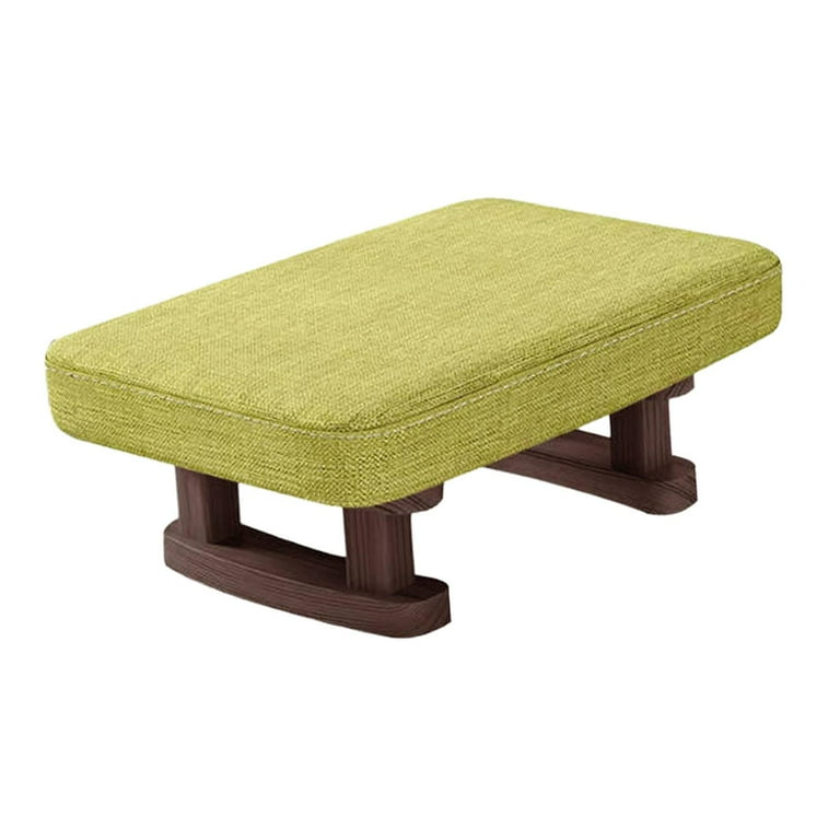 perfk Modern Rectangle Chair Step Stool Padded Foot Stool Home Decoration Multipurpose Green