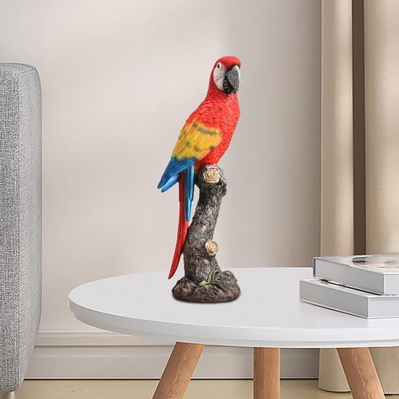 perfk Parrot Figurine Cute Birthday Gift Animal Sculpture for Table Office Outdoor