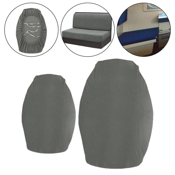 perfk RV Dinette Cushion Covers Easy Fitted Camping Cushions Cover for Home Bedroom Dark gray