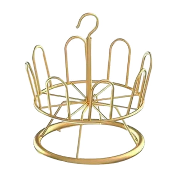 perfk Revolving Shoe Rack Modern Metal Shoe Tree Rack for Apartment Farmhouse Dorm Gold 1 Tier