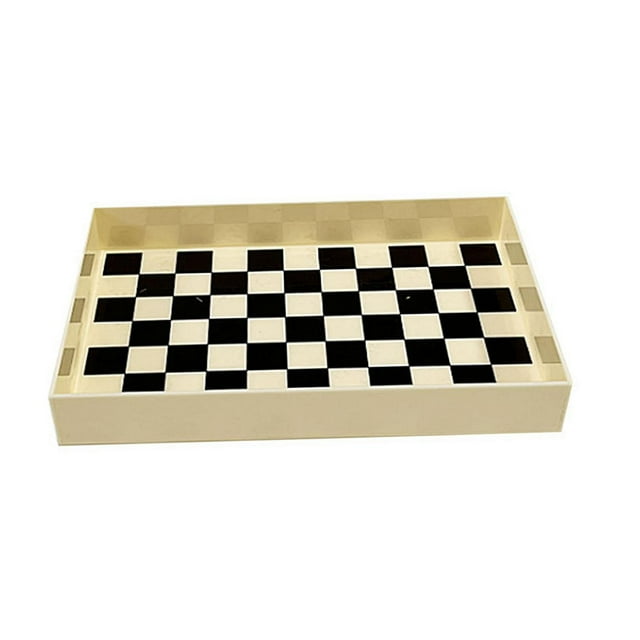 perfk Serving Tray Checkerboard Design Acrylic for Trinket Dessert Food