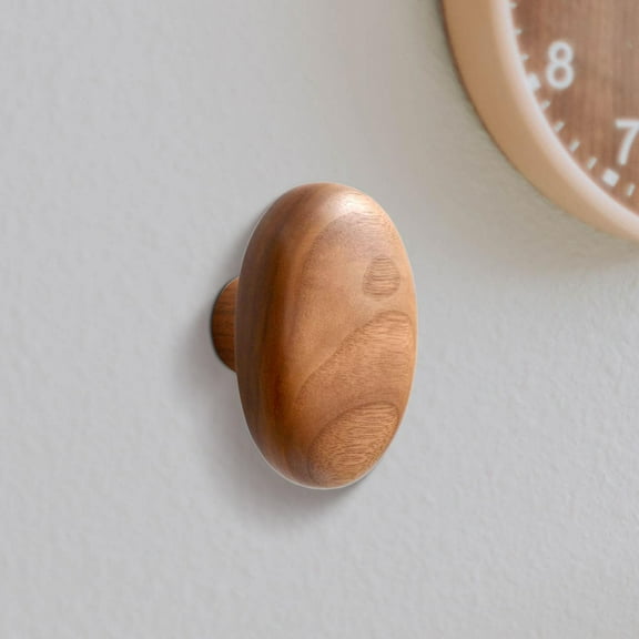 perfk Wood Wall Mounted Coat Hook Modern Art Wood Cabinet Knob for Handbag 6x4.2x4cm