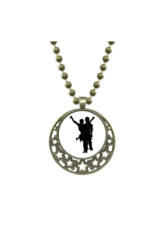 performance dancer duet dance art pendant star necklmoon chain jewelry