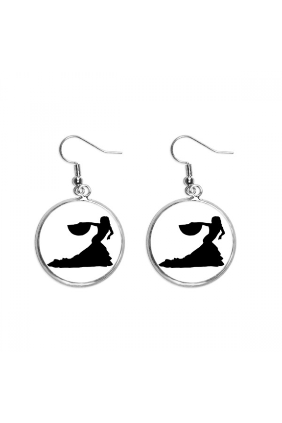 performance dancer fan dancing ear dangle silver drop ear jewelry woman