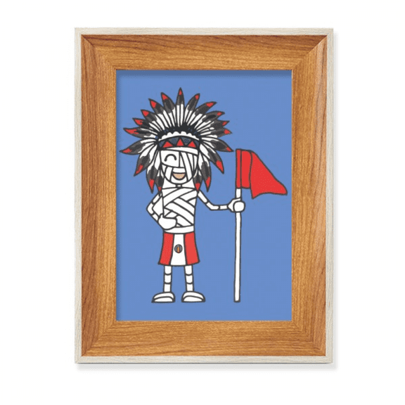 peruvian chief soccer red flag desktop wooden photo frame display picture art painting multiple sets
