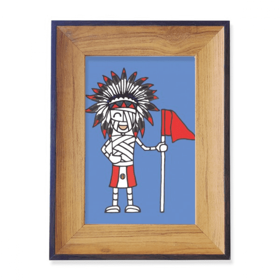 peruvian chief soccer red flag photo frame exhibition display art desktop painting