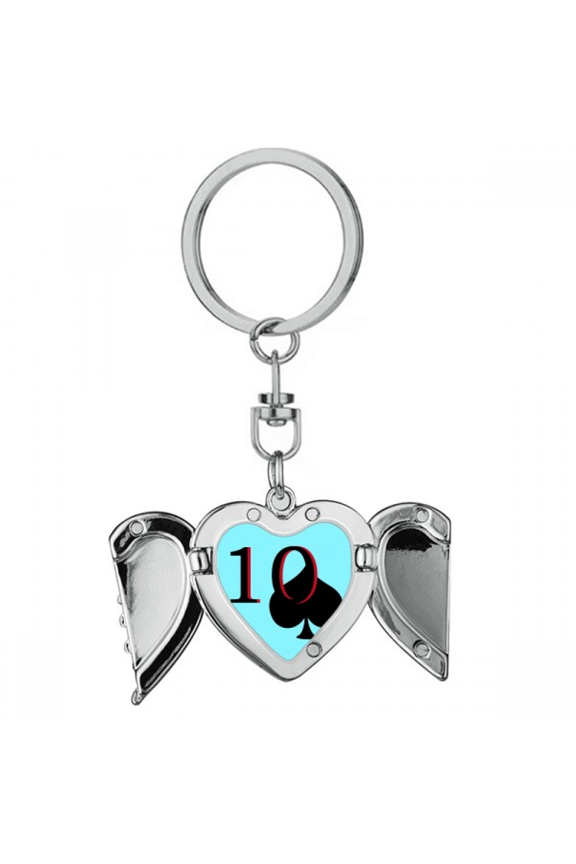 pespade 10 poker heart angel wing key chain holder