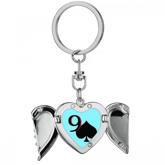 pespade 9 poker heart angel wing key chain holder